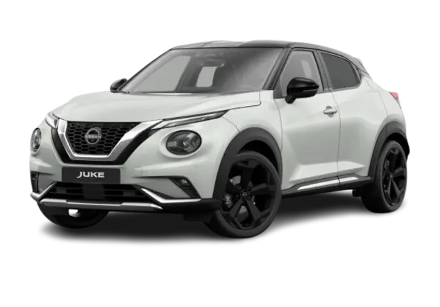 Angebotsdetails Nissan JUKE 1.0 DIG-T TEKNA DCT Karosseriefarbe: Pearl White (QAB), Kontrastfarbe: Black (KH3)