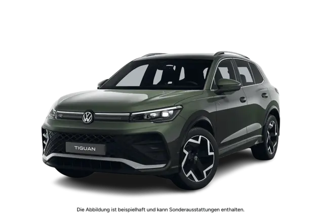 Angebotsdetails Volkswagen Tiguan Volkswagen Tiguan R-Line 1.5 eTSI 110 kW (150 PS) 7-Gang-DSG Cipressino-Grün Metallic